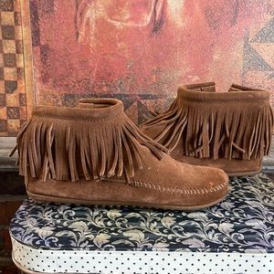Minnetonka fringe ankle boot